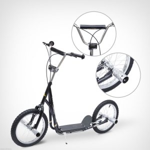 Homcom Adult Teen Kick Scooter Ride-on Stunt Scooter Bike with 16" Pneumatic Tyres