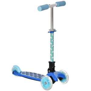 Aosom Kid's Adjustable Kick Scooter w/ Foldable 3 Wheel Design & Flashing LED Lights