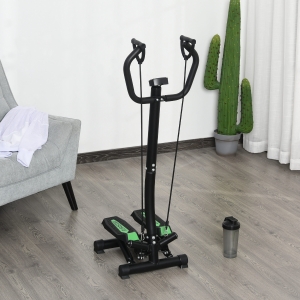 Soozier Adjustable Twist Stepper Aerobic Body Workout Fitness Machine for Home Gym with LCD Monitor and Ropes