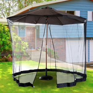 Outsunny Outdoor Patio 7.5ft Umbrella Table Screen Mosquito Bug Net with Zipped Door Black