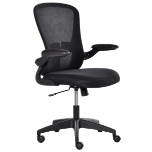 Vinsetto Mid-Back Mesh Home Office Chair, Ergonomic Computer Task Chair with Lumbar Back Support, Adjustable Height, and Flip-Up Arms, Black