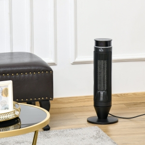 HOMCOM Ceramic Tower, Indoor Space Heater with 42 Degree Oscillation, Remote Control, 8H Timer, Tip-Over & Overheating Protection, 750W/1500W