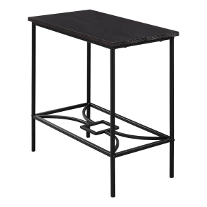Monarch 22" Elegant Metal Framed Wood Veneer Top Side Accent Table - Cappuccino Brown Finish