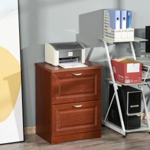 HOMCOM 2-Drawer Lateral File Chest Cabinet Pedestal Wooden Documents Storage for Study