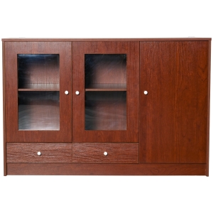 HOMCOM Kitchen Buffet Table Cabinet Storage Sideboard Server Console with Framed Acrylic Doors and Tabletop, Brown