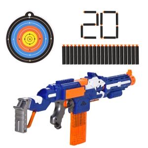 Qaba Automatic Toy Foam Dart Blaster with 20 Soft EVA Refill and Target Board