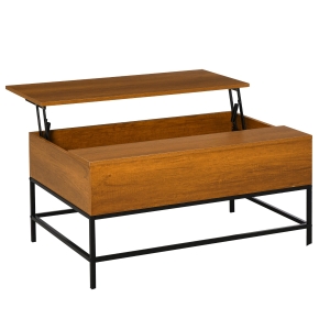 HOMCOM Modern Lift Top Coffee Table with Hidden Storage Compartment and Steel Legs for Living Room, Reception Room, Brown