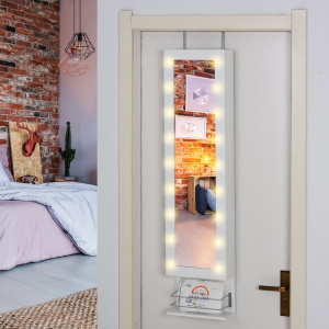 HOMCOM Mirrored Jewelry Cabinet Armoire Storage Organizer w/ Mirror 18 LED Lights