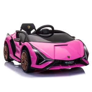 Aosom Lamborghini SIAN 12V Kids Rechargeable Ride On Car Toy w/ Remote Control, Pink