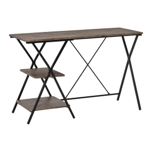 HOMCOM Computer Desk with 2-Tier Storage Shelves, Wood Grain Writing Desk, Brown