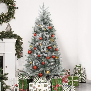 HOMCOM 5ft Artificial Snow-Flocked Tree Holiday Home Indoor Christmas Decoration
