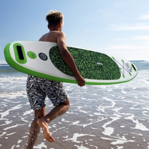 Soozier Inflatable Stand Up Paddle Board, 10'×30"×4" Lightweight & Foldable w/ ISUP Accessories & Carry Bag, Aluminum Paddle, Fix Accessories Set, Air Pump, Leash