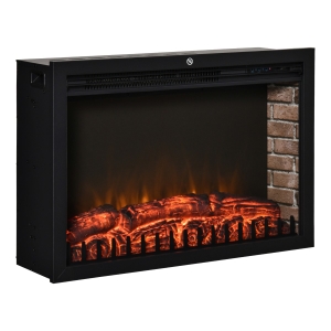 HOMCOM 30" Modern Recessed Electric Fireplace Insert Space Heater with Realistic Log Flame
