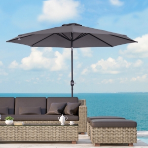 Outsunny 10’ x 8’ Outdoor Patio Umbrella Garden Parasol Sunshade Grey