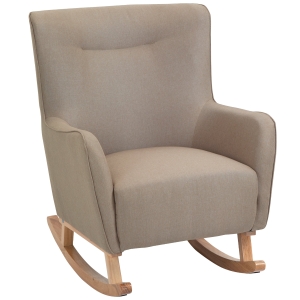 HOMCOM Modern Rocking Chair Sofa Armchair Modern Accent Chair with Thick Padding, Winged Back for Living Room, or Bedroom, Greige
