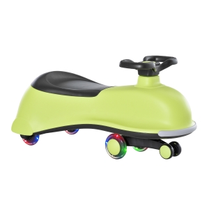 Qaba Ride on Wiggle Car w/LED Flashing Wheels, Swing Car for Toddlers, Dolphin Shaped - Black / Green
