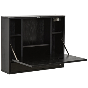 HomCom Wall Mounted Writing Computer Desk Workstation with Foldable Space Saving Design & Ample Interior Storage - Black