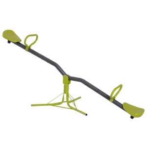 HOMCOM Kids Spinning Seesaw Swivel Teeter Totter Playground Equipment 360° Rotation Child Seesaw Rocker Swing - Green & Grey