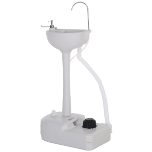 Kleankin 20" 4.5 Gallon Portable Camping Hand Wash Sink with Towel Holder Soap Dispenser Rolling Wheels Faucet Station Outdoor Events Gatherings
