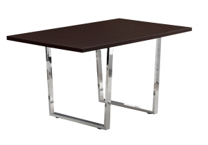 Monarch 59" x 36" Rectangular Chrome Metal Leg Modern Dining Table - Cappuccino Brown Finish