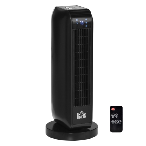 HOMCOM 1500W Ceramic Space Heater, 2-In-1 Oscillating Portable Heater with Three Heating Modes(High, Low, Fan), Timer, Remote Control, for Indoor Use, Black