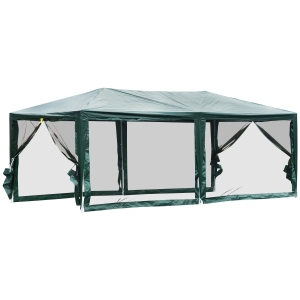 Outsunny 10' x 20' Gazebo Canopy Tent with 4 Removable Mesh Side Walls for Events & Weddings, Green