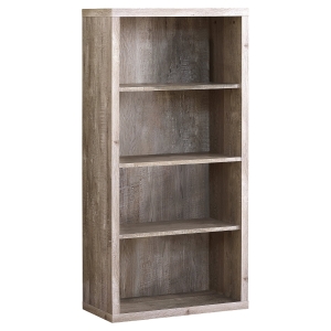 Monarch 48" Contemporary Rustic Adjustable 4 Shelf Reclaimed Wood-look Bookshelf - Taupe