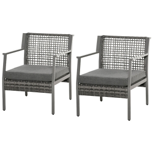 Outsunny 2 Piece Rattan Wicker Arm Sofa Chair Bench Outdoor Patio Conversation Furniture
