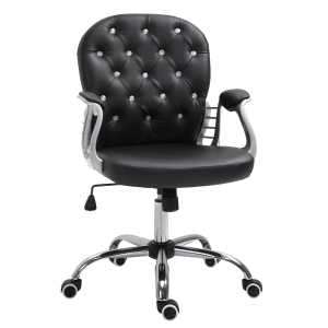 Vinsetto Vanity Middle Back Office Chair Tufted Backrest Swivel Rolling Wheels Task Chair with Height Adjustable Comfortable with Armrests