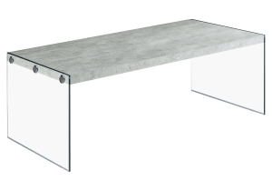 Monarch 44" Contemporary Tempered Glass Base Accent Coffee Table - Grey Cement-Look Top Finish