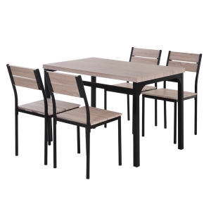 HOMCOM 5 Piece Dining Table Set Transitional Style Dining Room Table Set with Chairs