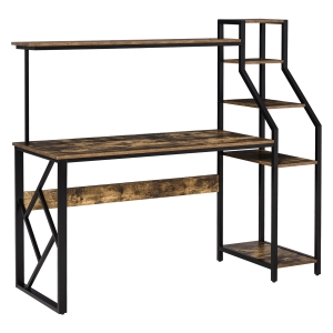 HOMCOM Computer Desk with Storage Shelves Study Writing Table for Home Office