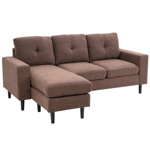 HOMCOM Living Room Multi-Piece Chaise Sofa Lounger w/Mid-Century Style and Sturdy Frame
