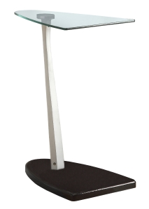 Monarch 24" Contemporary Tempered Glass Top Aluminum Arm Snack C-Shape Side Accent Table - Silver / Black Finish
