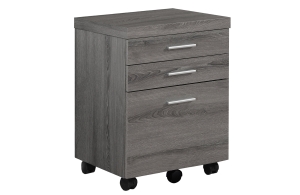 Monarch 3-Drawer Hollow-Core Rolling Filing Cabinet on Castors -Dark Taupe