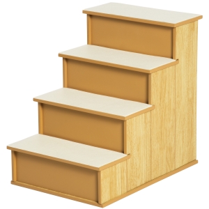 PawHut 4-Step Wooden Pet Stairs with Soft Short Plush Cushions