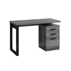 Monarch 48" Contemporary Compact Wood-look 3 Drawer Computer Desk - Grey / Black Metal