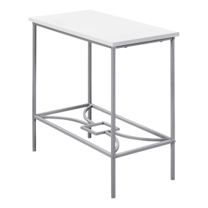 Monarch 22" Elegant Metal Framed Wood Veneer Top Side Accent Table - White Finish