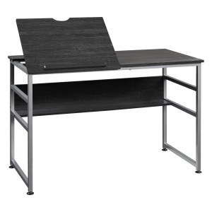 HOMCOM Drafting Table, Adjustable Drawing Desk, Multifunctional Writing Desk with 15-Level Tiltable Tabletop and Storage Shelf for Home Office, Black