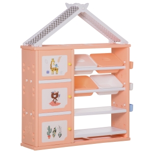 Qaba Kids Toy Organizer and Storage Book Shelf with Multiple Storage Spaces