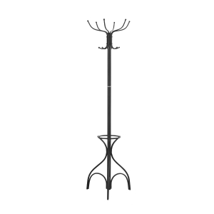 Monarch 70" 12-Hook Metal Coat Tree Hanger Rack with Umbrella Holder - Black Finish