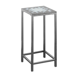 Monarch 28" Modern Mosaic Tile Top Hammered Silver Metal Frame Plant Stand Accent Side Table - Grey / Blue Tile Finish