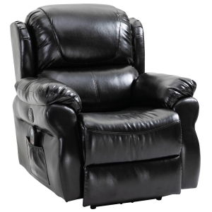 HOMCOM Power Massage Electric Reclining Sofa Chair with Heat, Remote Control, 8 Massaging Points and Extended Footrest, PU Leather Material, Black