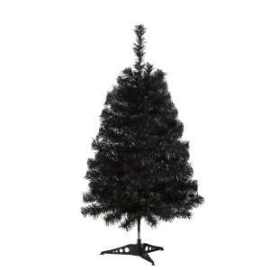 HOMCOM 3ft Artificial Christmas Tree Unlit Douglas Fir with Realistic Branches and 90 Tips, Black Halloween Style Holiday Decoration