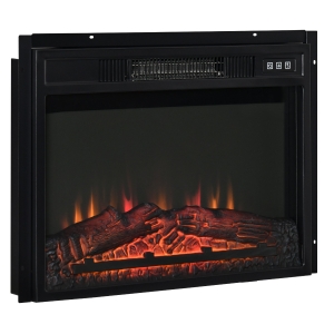 HOMCOM Electric Fireplace Insert, Recessed Fireplace Heater with Realistic Log Flames