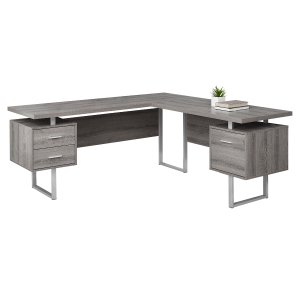 Monarch 70" L-Shaped Contemporary Wood-look Laminate Computer Desk - Dark Taupe