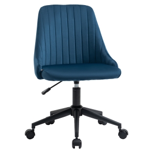 Vinsetto Mid-Back Swivel Office Velvet Fabric Scallop Shape Computer Desk Chair, Blue