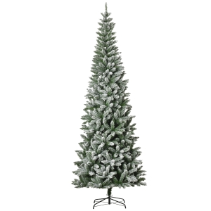 HOMCOM 9ft Artificial White Flocked Christmas Tree Pencil Tree Holiday Home Decoration