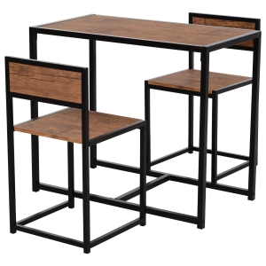 HOMCOM Industrial 3-Piece Dining Table and 2 Chair Set for Small Space in the Dining Room or Kitchen