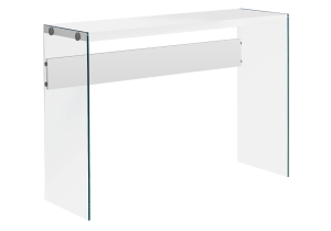 Monarch 44" Modern Tempered Glass Frame Accent Hall Sofa Console Table - White Glossy Finish